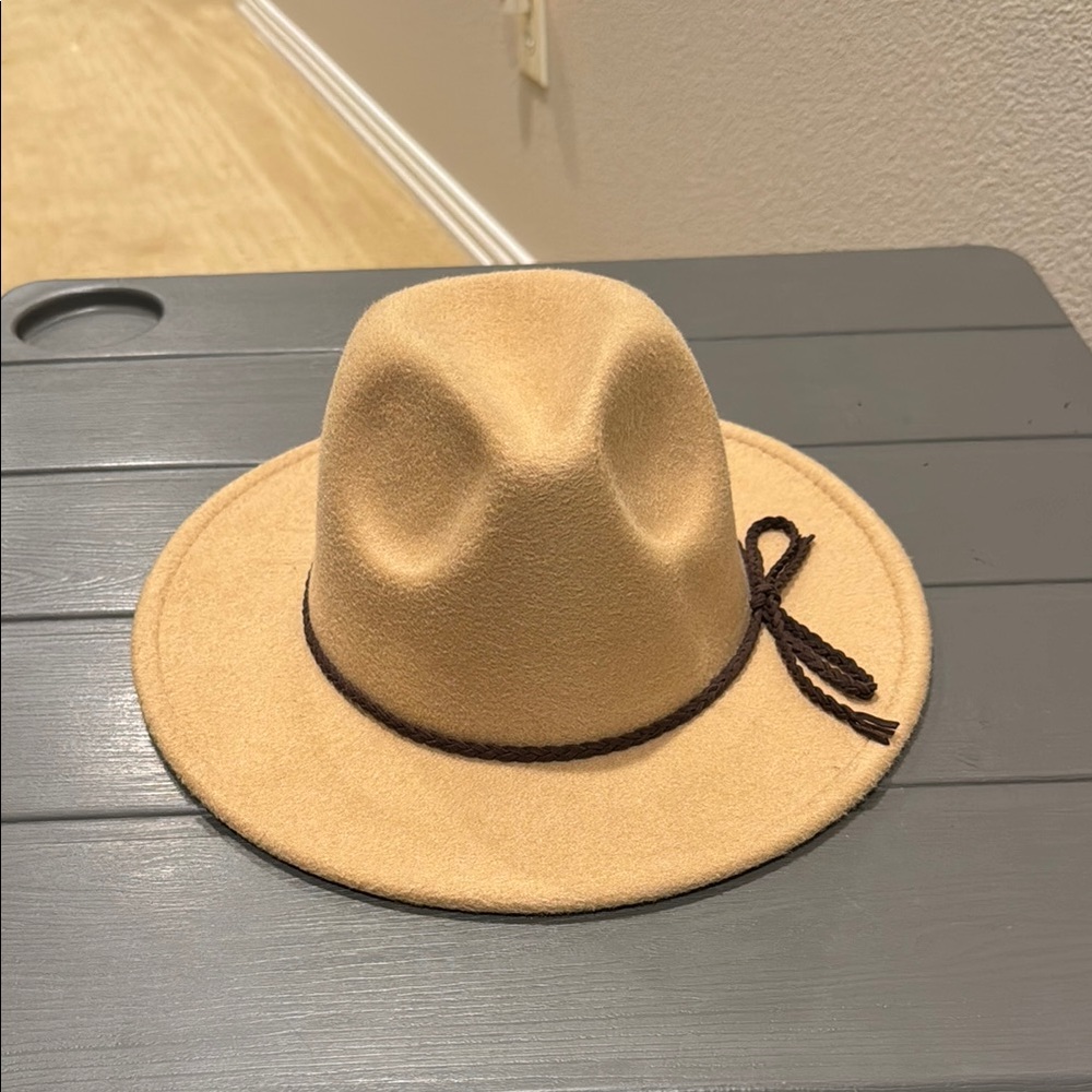 Unknown Brand Tan Hat with Brown Accent